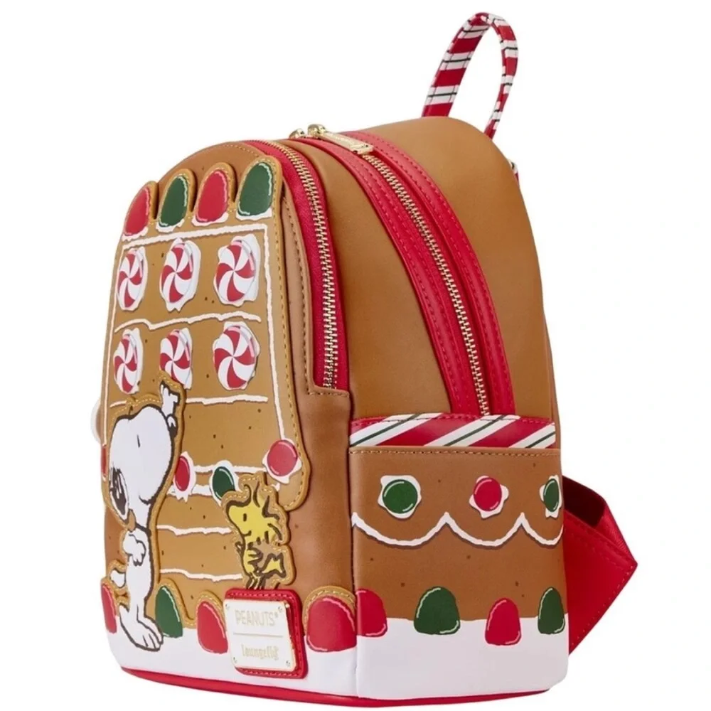 NWT Loungefly Peanuts Snoopy Gingerbread House Christmas Backpack